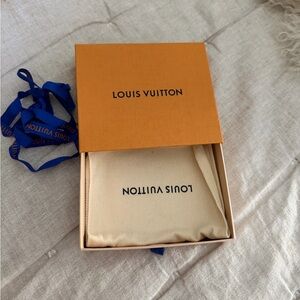 Louis Vuitton Orange Wallet Box with Blue Accents with dust bag